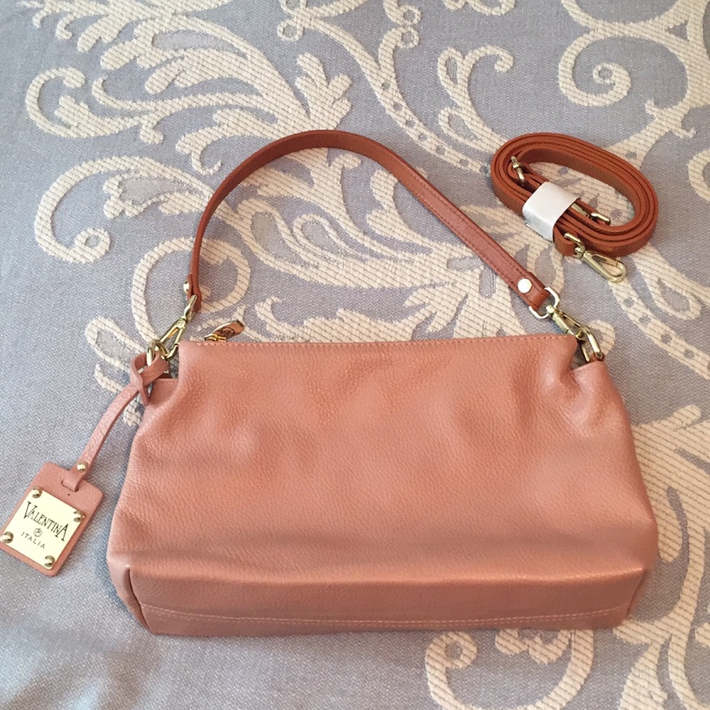 Rose Valentina Italian Leather Convertible Bag
